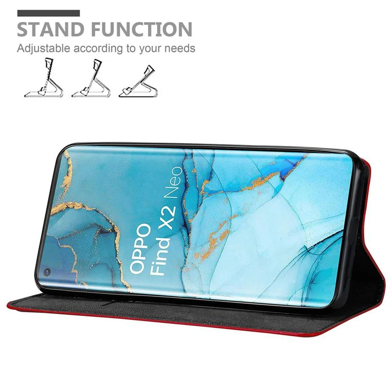 Cadorabo Hülle kompatibel mit Oppo FIND X2 PRO Schutzhülle mit Magnetverschluss, Standfunktion und Kartenfach