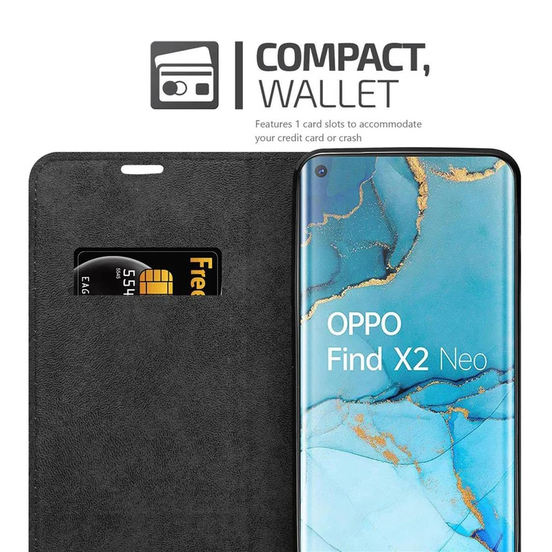 Cadorabo Hülle kompatibel mit Oppo FIND X2 PRO Schutzhülle mit Magnetverschluss, Standfunktion und Kartenfach