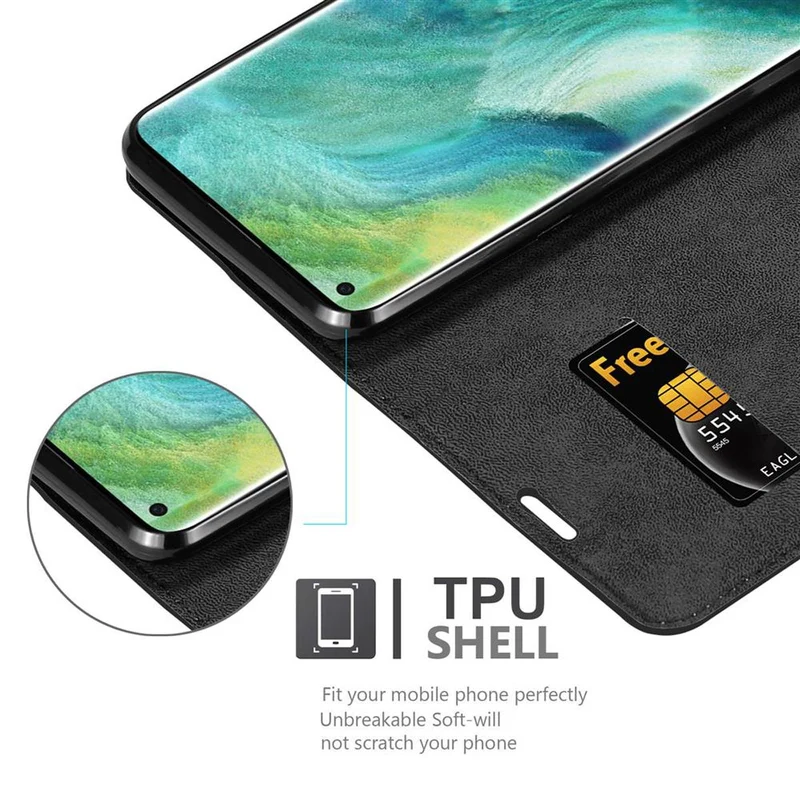 Cadorabo Hülle kompatibel mit Oppo FIND X2 Schutzhülle mit Magnetverschluss, Standfunktion und Kartenfach