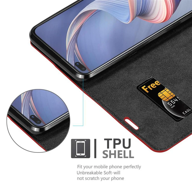 Cadorabo Hülle kompatibel mit Oppo A92s Schutzhülle mit Magnetverschluss, Standfunktion und Kartenfach