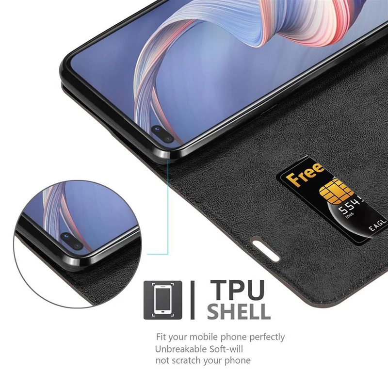 Cadorabo Hülle kompatibel mit Oppo A92s Schutzhülle mit Magnetverschluss, Standfunktion und Kartenfach