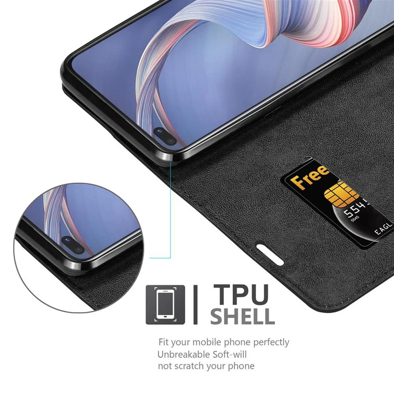 Cadorabo Hülle kompatibel mit Oppo A92s Schutzhülle mit Magnetverschluss, Standfunktion und Kartenfach