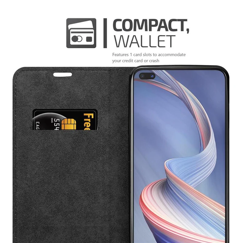 Cadorabo Hülle kompatibel mit Oppo A92s Schutzhülle mit Magnetverschluss, Standfunktion und Kartenfach