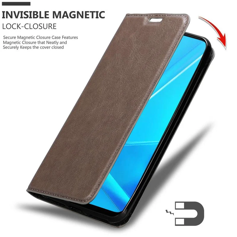 Cadorabo Hülle kompatibel mit Oppo A92 Schutzhülle mit Magnetverschluss, Standfunktion und Kartenfach