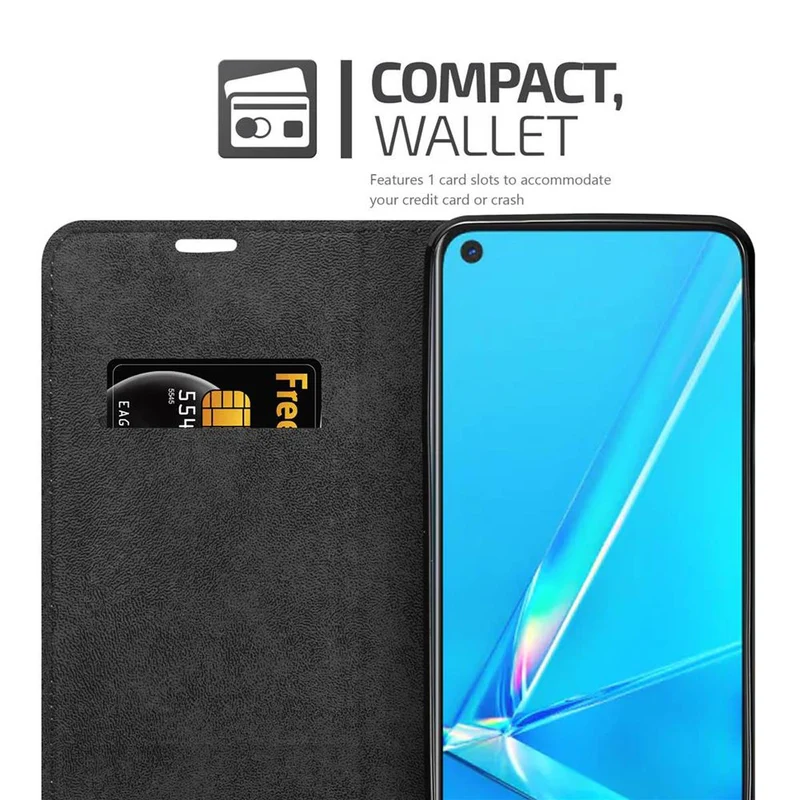 Cadorabo Hülle kompatibel mit Oppo A92 Schutzhülle mit Magnetverschluss, Standfunktion und Kartenfach