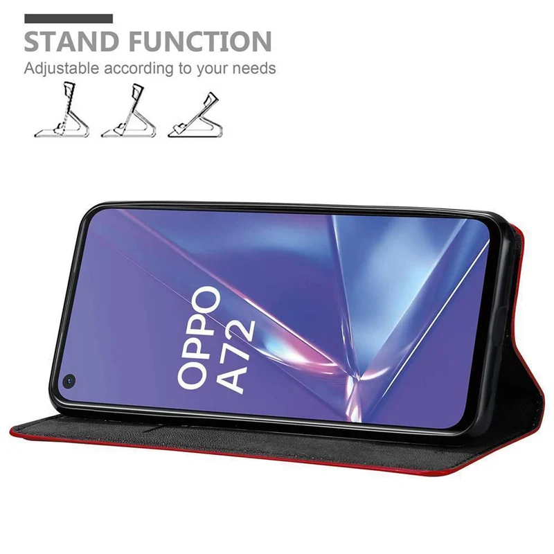Cadorabo Hülle kompatibel mit Oppo A72 Schutzhülle mit Magnetverschluss, Standfunktion und Kartenfach