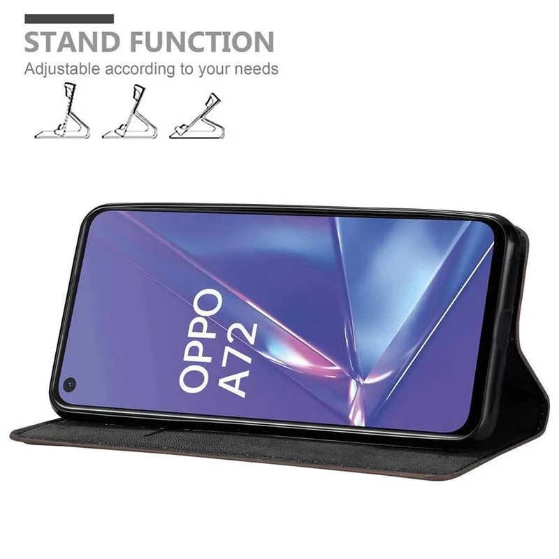 Cadorabo Hülle kompatibel mit Oppo A72 Schutzhülle mit Magnetverschluss, Standfunktion und Kartenfach