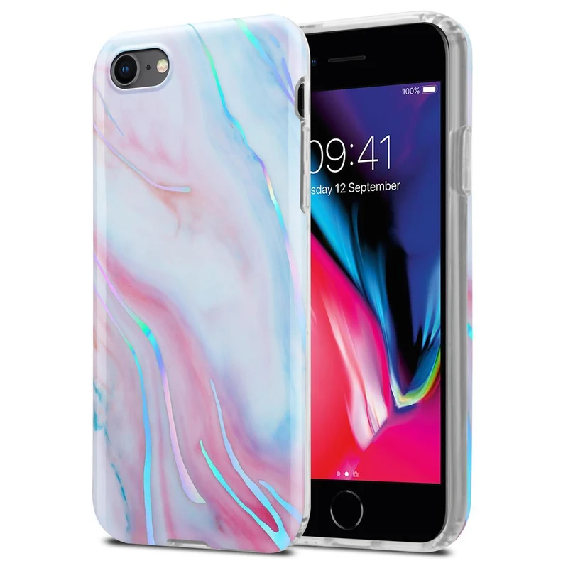 Cadorabo Hülle kompatibel mit Apple iPhone 7 / 7S / 8 / SE 2020 Schutzhülle aus TPU Silikon mit Muster Mosaik