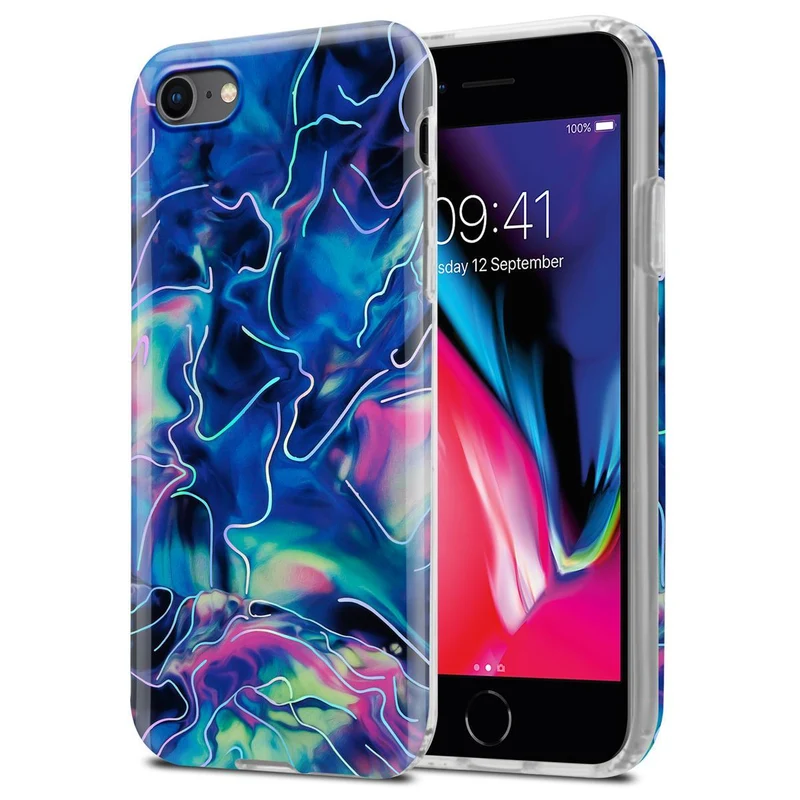 Cadorabo Hülle kompatibel mit Apple iPhone 7 / 7S / 8 / SE 2020 Schutzhülle aus TPU Silikon mit Muster Mosaik