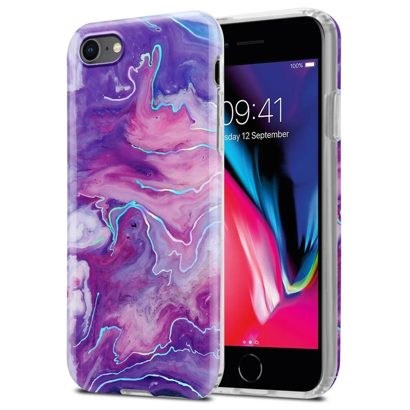 Cadorabo Hülle kompatibel mit Apple iPhone 7 / 7S / 8 / SE 2020 Schutzhülle aus TPU Silikon mit Muster Mosaik