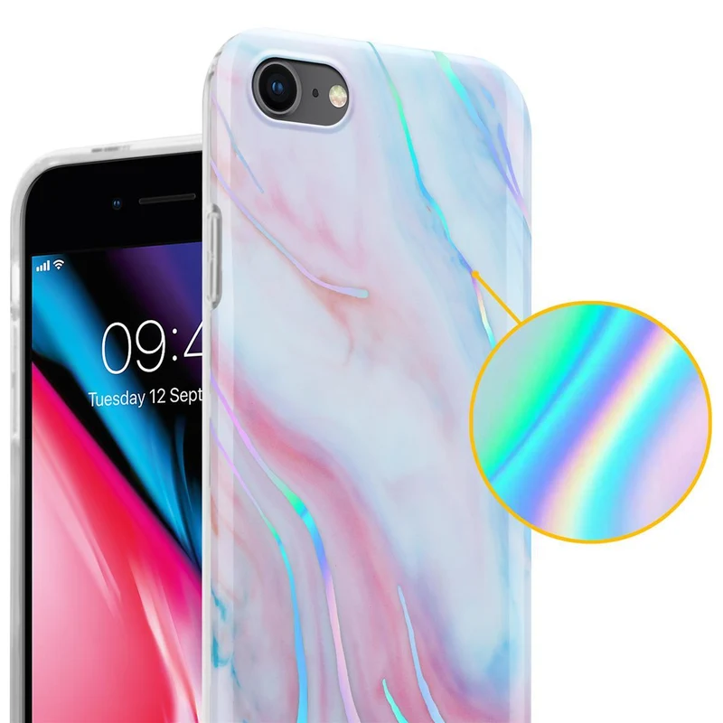 Cadorabo Hülle kompatibel mit Apple iPhone 7 / 7S / 8 / SE 2020 Schutzhülle aus TPU Silikon mit Muster Mosaik