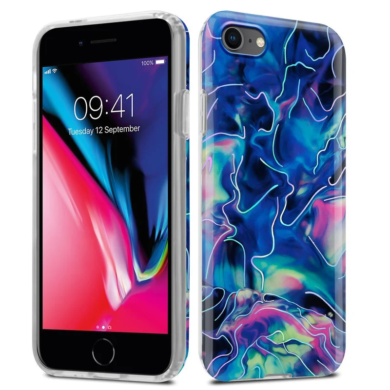 Cadorabo Hülle kompatibel mit Apple iPhone 7 / 7S / 8 / SE 2020 Schutzhülle aus TPU Silikon mit Muster Mosaik