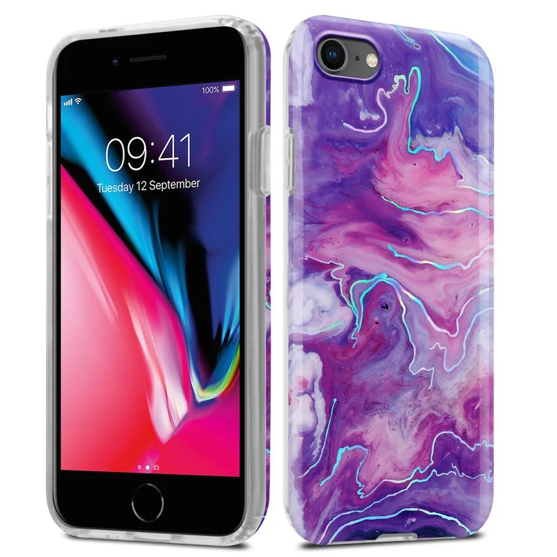 Cadorabo Hülle kompatibel mit Apple iPhone 7 / 7S / 8 / SE 2020 Schutzhülle aus TPU Silikon mit Muster Mosaik