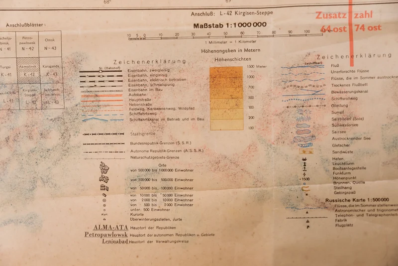 Deutsche Hereeskarte von Akmolinsk, (Kasachstan) datiert 1941