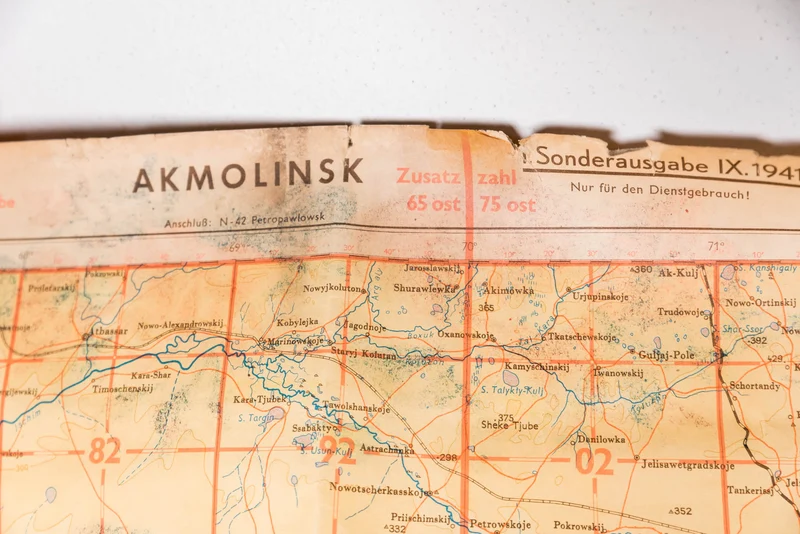 Deutsche Hereeskarte von Akmolinsk, (Kasachstan) datiert 1941