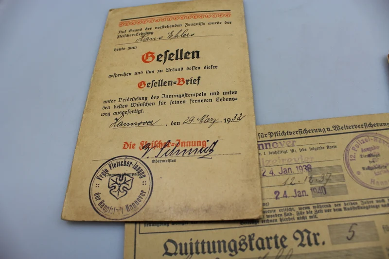 Arbeitsbuch, weitere Dokumente und zwei Einzelfotos
