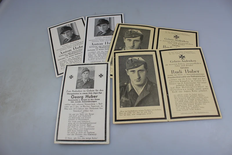 #5 Sterbebilder von drei Brüdern, die 1943/44 an der Ostfront gefallen sind