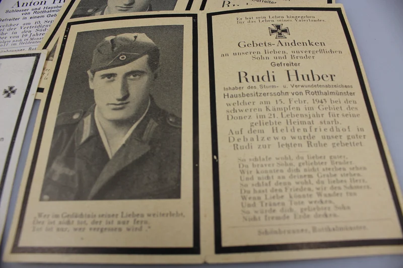 #5 Sterbebilder von drei Brüdern, die 1943/44 an der Ostfront gefallen sind