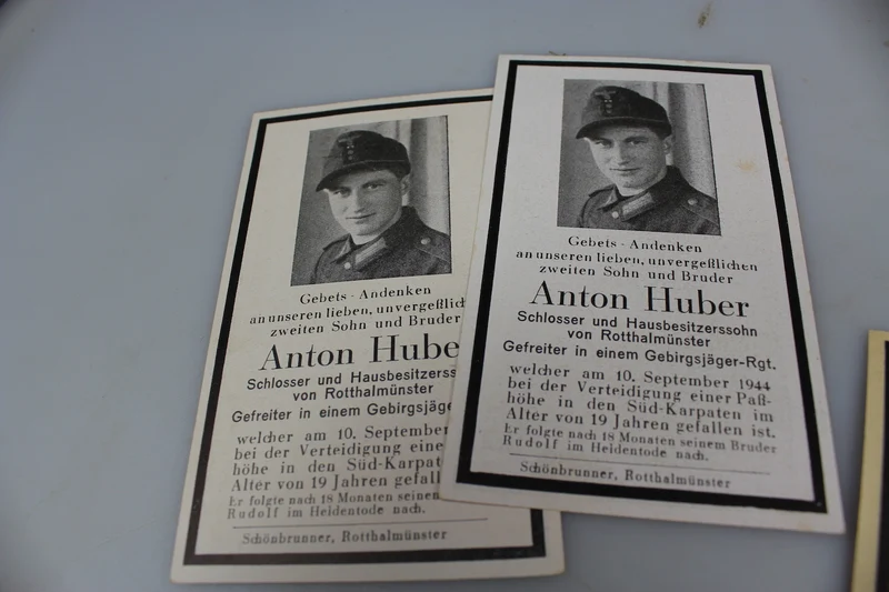 #5 Sterbebilder von drei Brüdern, die 1943/44 an der Ostfront gefallen sind