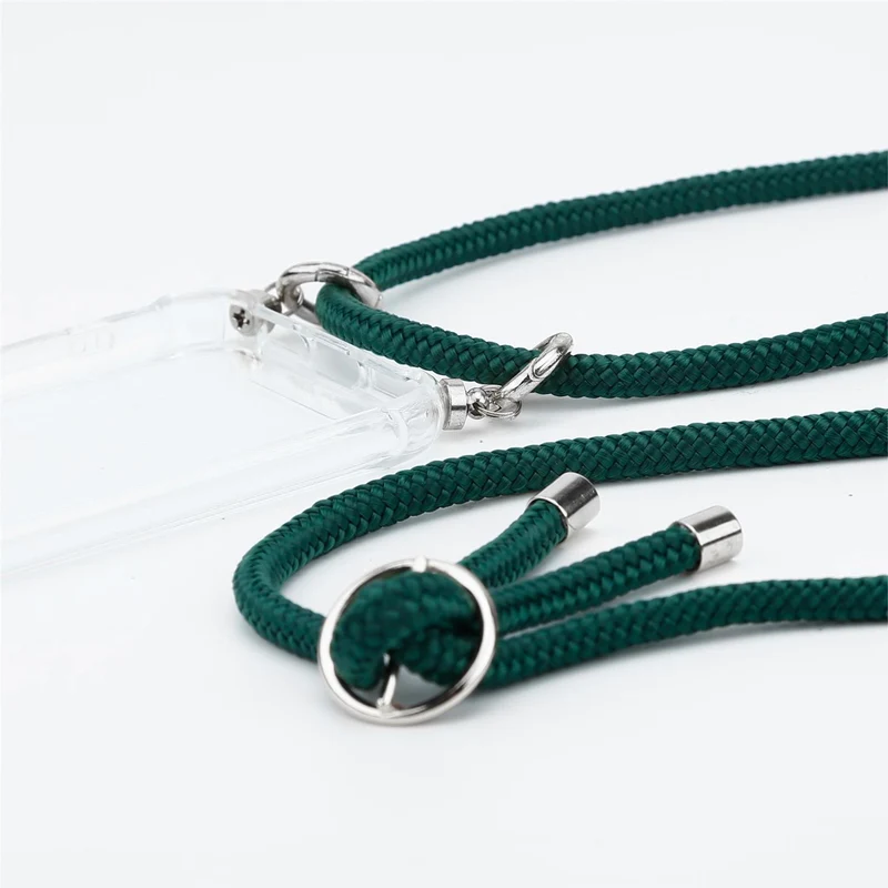 Cadorabo Handy Kette kompatibel mit Google PIXEL 5 Silikon Schutzhülle mit Silbernen Ringen, Kordel Band und abnehmbarem Etui
