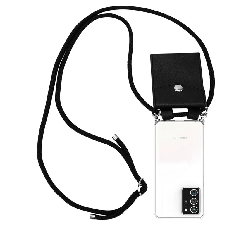 Cadorabo Handy Kette kompatibel mit Samsung Galaxy NOTE 20 PLUS Silikon Schutzhülle mit Silbernen Ringen, Kordel Band und abnehmbarem Etui