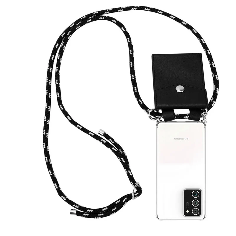 Cadorabo Handy Kette kompatibel mit Samsung Galaxy NOTE 20 PLUS Silikon Schutzhülle mit Silbernen Ringen, Kordel Band und abnehmbarem Etui
