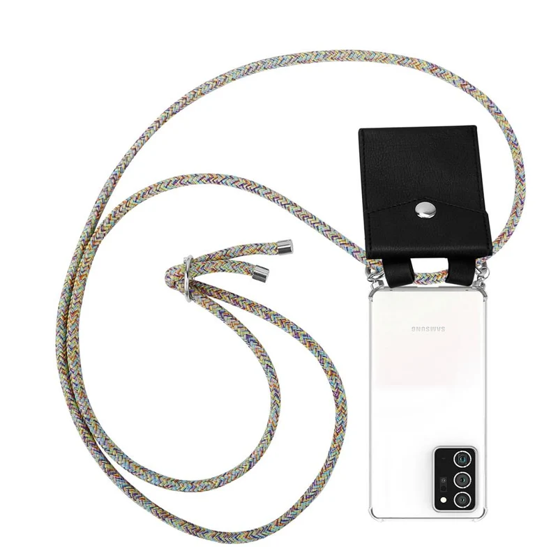 Cadorabo Handy Kette kompatibel mit Samsung Galaxy NOTE 20 PLUS Silikon Schutzhülle mit Silbernen Ringen, Kordel Band und abnehmbarem Etui