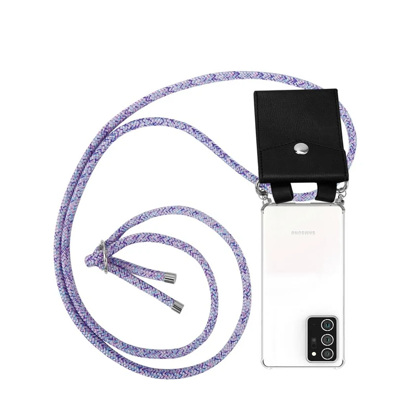 Cadorabo Handy Kette kompatibel mit Samsung Galaxy NOTE 20 PLUS Silikon Schutzhülle mit Silbernen Ringen, Kordel Band und abnehmbarem Etui