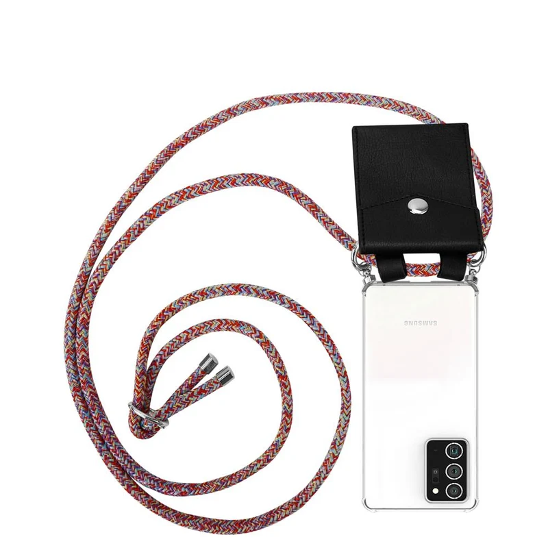 Cadorabo Handy Kette kompatibel mit Samsung Galaxy NOTE 20 PLUS Silikon Schutzhülle mit Silbernen Ringen, Kordel Band und abnehmbarem Etui