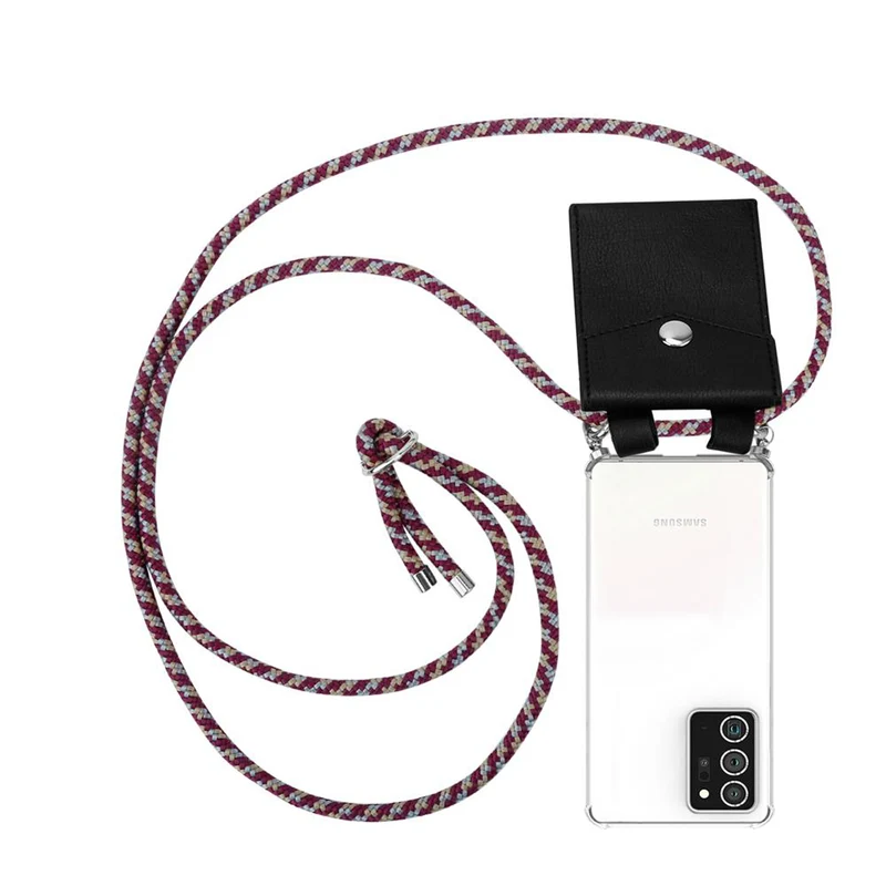 Cadorabo Handy Kette kompatibel mit Samsung Galaxy NOTE 20 PLUS Silikon Schutzhülle mit Silbernen Ringen, Kordel Band und abnehmbarem Etui