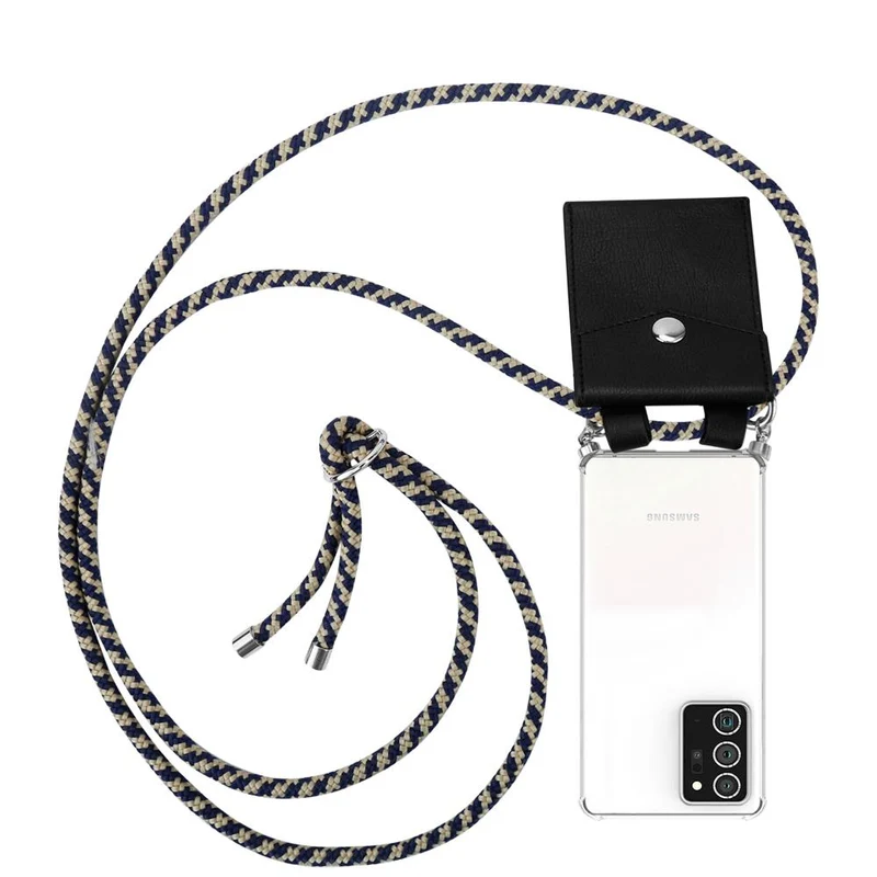 Cadorabo Handy Kette kompatibel mit Samsung Galaxy NOTE 20 PLUS Silikon Schutzhülle mit Silbernen Ringen, Kordel Band und abnehmbarem Etui