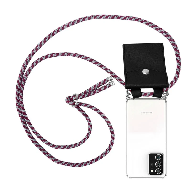 Cadorabo Handy Kette kompatibel mit Samsung Galaxy NOTE 20 PLUS Silikon Schutzhülle mit Silbernen Ringen, Kordel Band und abnehmbarem Etui