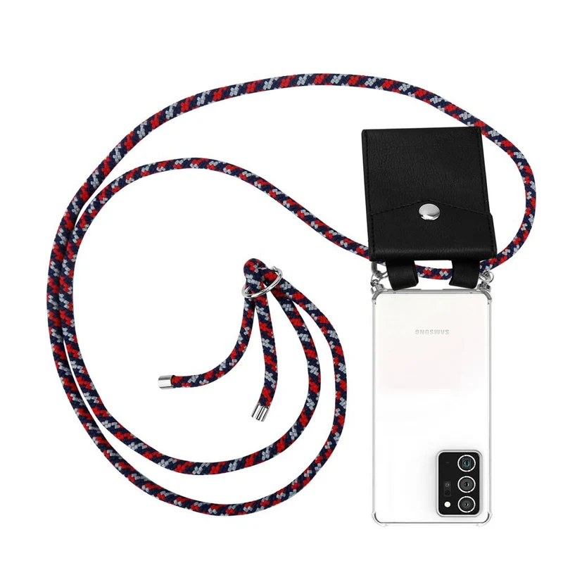 Cadorabo Handy Kette kompatibel mit Samsung Galaxy NOTE 20 PLUS Silikon Schutzhülle mit Silbernen Ringen, Kordel Band und abnehmbarem Etui