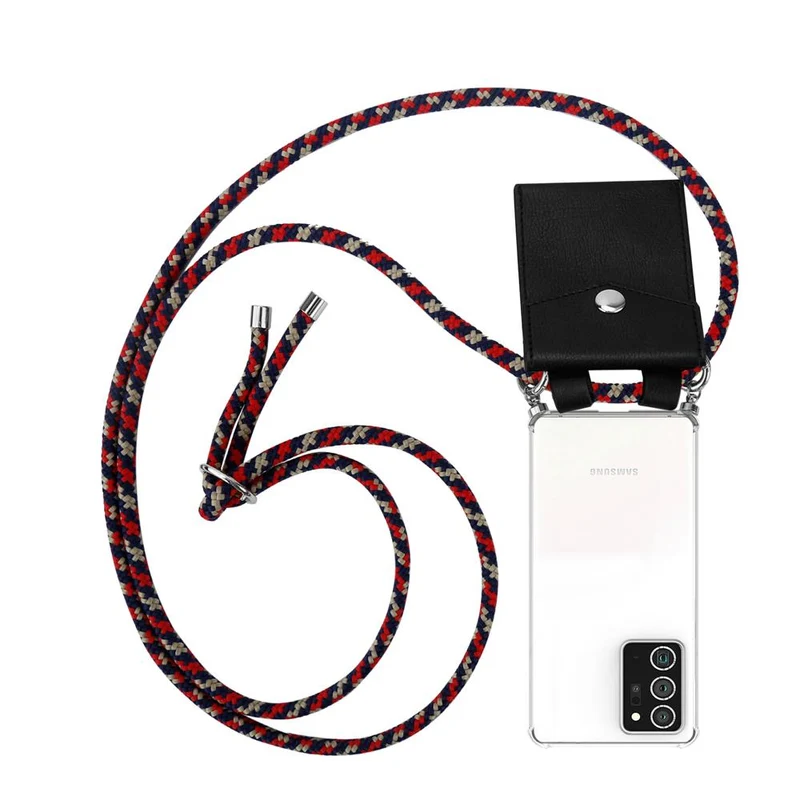 Cadorabo Handy Kette kompatibel mit Samsung Galaxy NOTE 20 PLUS Silikon Schutzhülle mit Silbernen Ringen, Kordel Band und abnehmbarem Etui