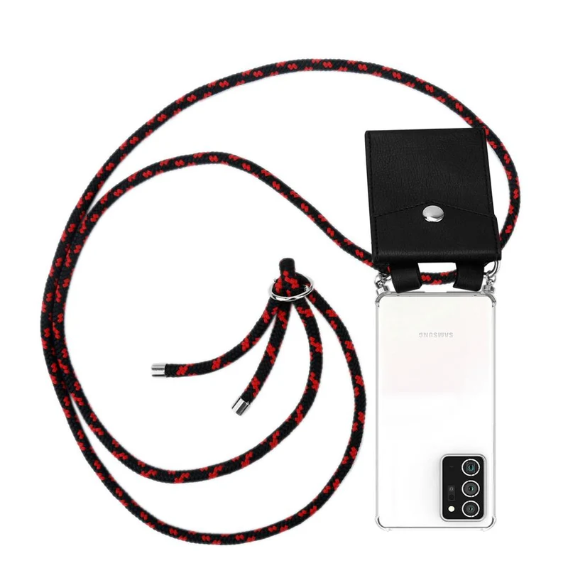 Cadorabo Handy Kette kompatibel mit Samsung Galaxy NOTE 20 PLUS Silikon Schutzhülle mit Silbernen Ringen, Kordel Band und abnehmbarem Etui