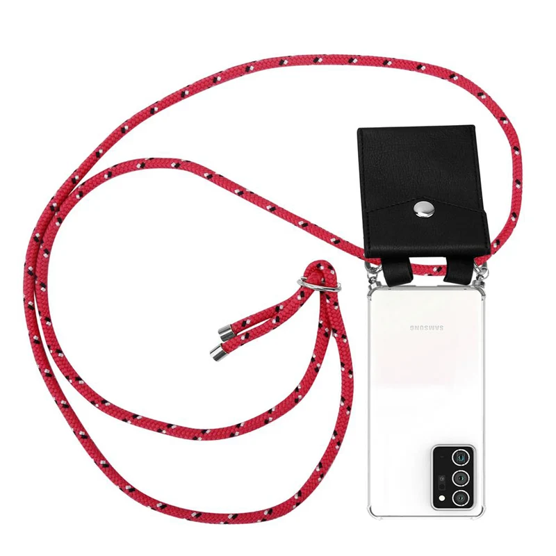 Cadorabo Handy Kette kompatibel mit Samsung Galaxy NOTE 20 PLUS Silikon Schutzhülle mit Silbernen Ringen, Kordel Band und abnehmbarem Etui
