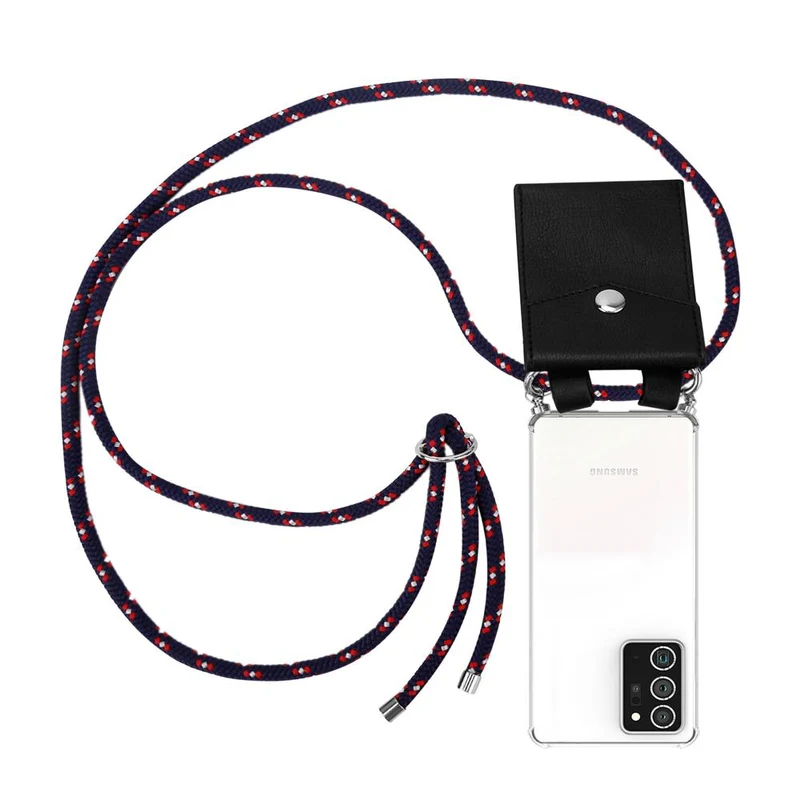 Cadorabo Handy Kette kompatibel mit Samsung Galaxy NOTE 20 PLUS Silikon Schutzhülle mit Silbernen Ringen, Kordel Band und abnehmbarem Etui