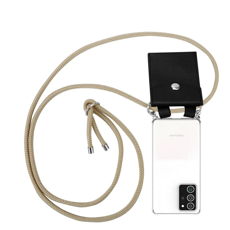 Cadorabo Handy Kette kompatibel mit Samsung Galaxy NOTE 20 PLUS Silikon Schutzhülle mit Silbernen Ringen, Kordel Band und abnehmbarem Etui