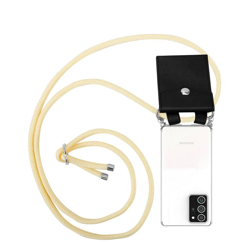 Cadorabo Handy Kette kompatibel mit Samsung Galaxy NOTE 20 PLUS Silikon Schutzhülle mit Silbernen Ringen, Kordel Band und abnehmbarem Etui