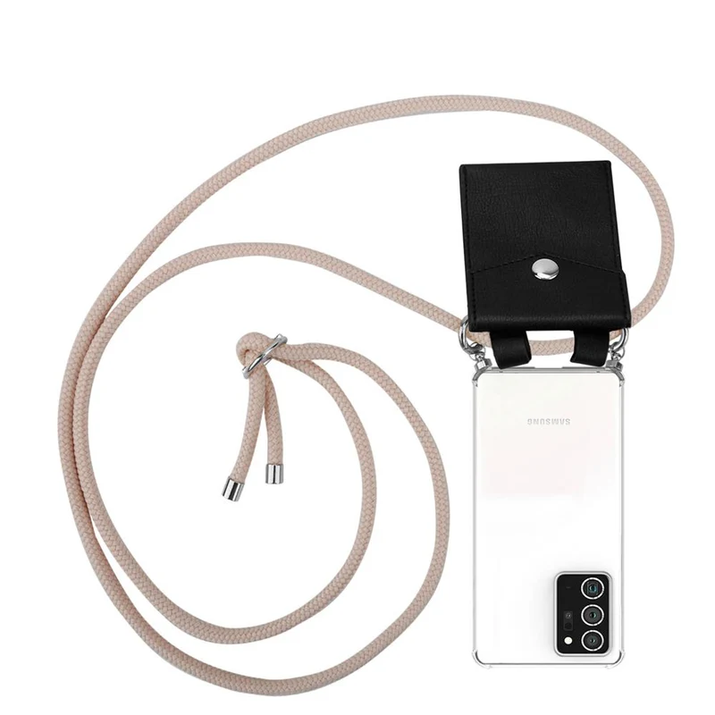 Cadorabo Handy Kette kompatibel mit Samsung Galaxy NOTE 20 PLUS Silikon Schutzhülle mit Silbernen Ringen, Kordel Band und abnehmbarem Etui