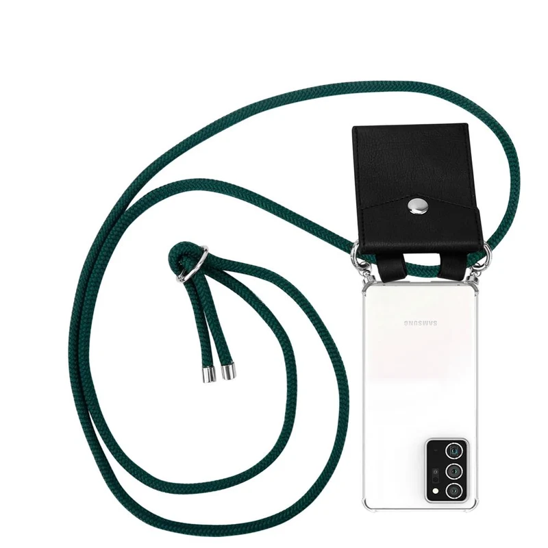 Cadorabo Handy Kette kompatibel mit Samsung Galaxy NOTE 20 PLUS Silikon Schutzhülle mit Silbernen Ringen, Kordel Band und abnehmbarem Etui