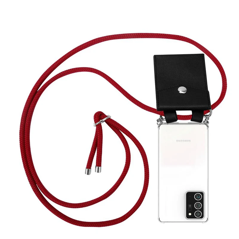 Cadorabo Handy Kette kompatibel mit Samsung Galaxy NOTE 20 PLUS Silikon Schutzhülle mit Silbernen Ringen, Kordel Band und abnehmbarem Etui