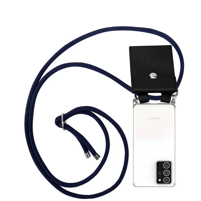 Cadorabo Handy Kette kompatibel mit Samsung Galaxy NOTE 20 PLUS Silikon Schutzhülle mit Silbernen Ringen, Kordel Band und abnehmbarem Etui