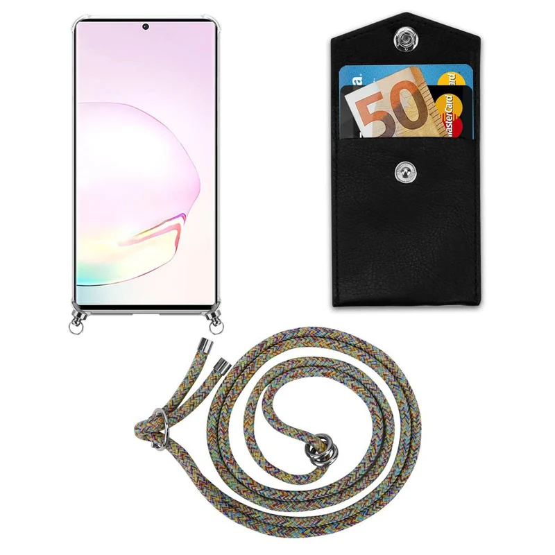 Cadorabo Handy Kette kompatibel mit Samsung Galaxy NOTE 20 PLUS Silikon Schutzhülle mit Silbernen Ringen, Kordel Band und abnehmbarem Etui