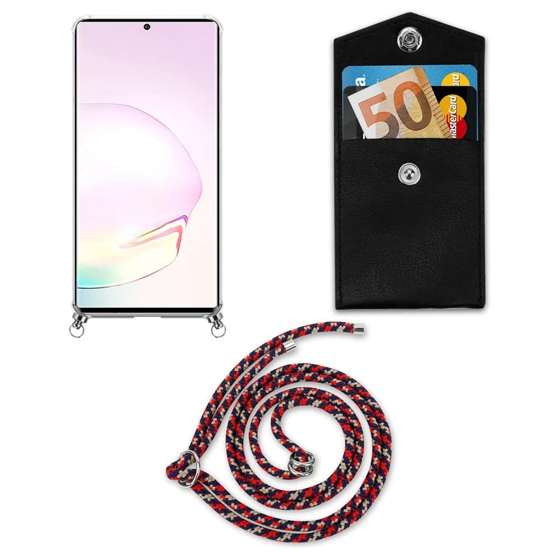 Cadorabo Handy Kette kompatibel mit Samsung Galaxy NOTE 20 PLUS Silikon Schutzhülle mit Silbernen Ringen, Kordel Band und abnehmbarem Etui
