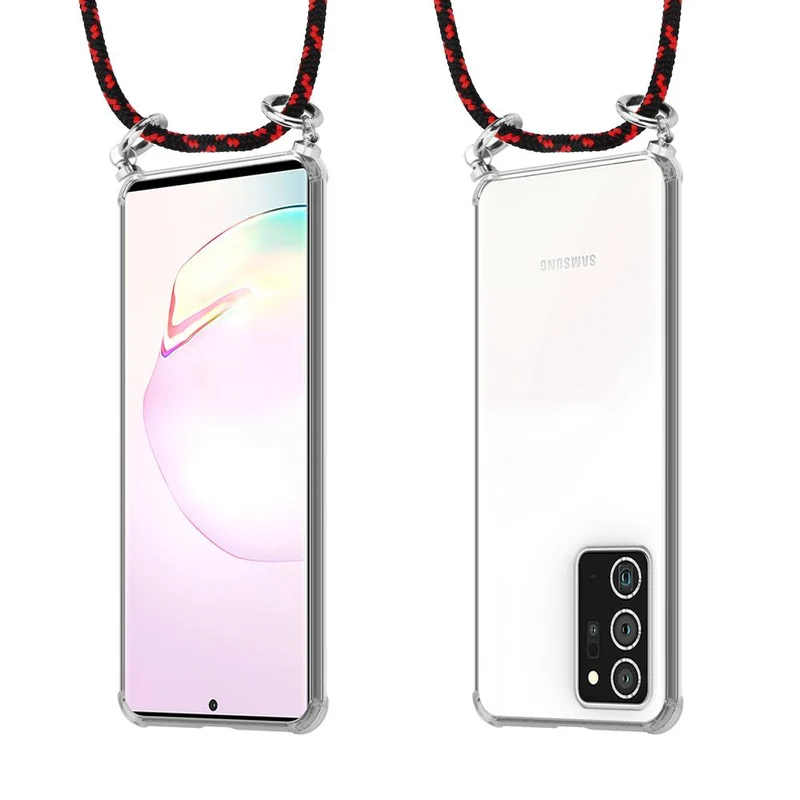 Cadorabo Handy Kette kompatibel mit Samsung Galaxy NOTE 20 PLUS Silikon Schutzhülle mit Silbernen Ringen, Kordel Band und abnehmbarem Etui