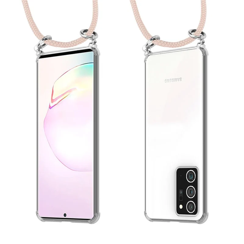 Cadorabo Handy Kette kompatibel mit Samsung Galaxy NOTE 20 PLUS Silikon Schutzhülle mit Silbernen Ringen, Kordel Band und abnehmbarem Etui