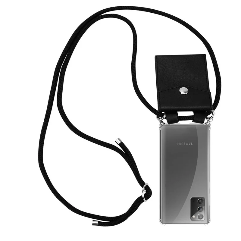 Cadorabo Handy Kette kompatibel mit Samsung Galaxy NOTE 20 Silikon Schutzhülle mit Silbernen Ringen, Kordel Band und abnehmbarem Etui