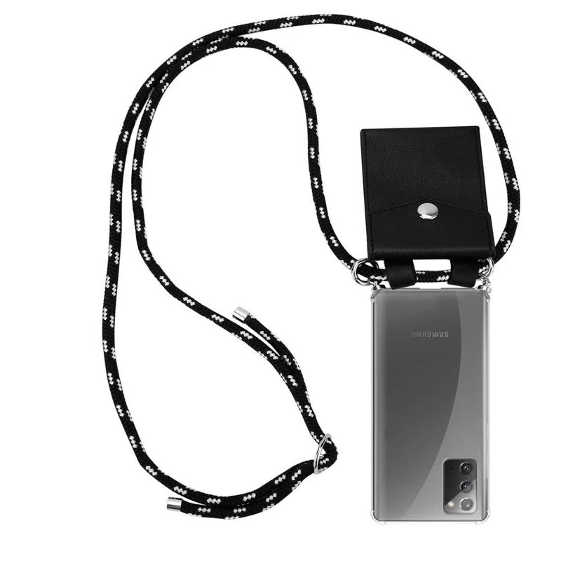 Cadorabo Handy Kette kompatibel mit Samsung Galaxy NOTE 20 Silikon Schutzhülle mit Silbernen Ringen, Kordel Band und abnehmbarem Etui