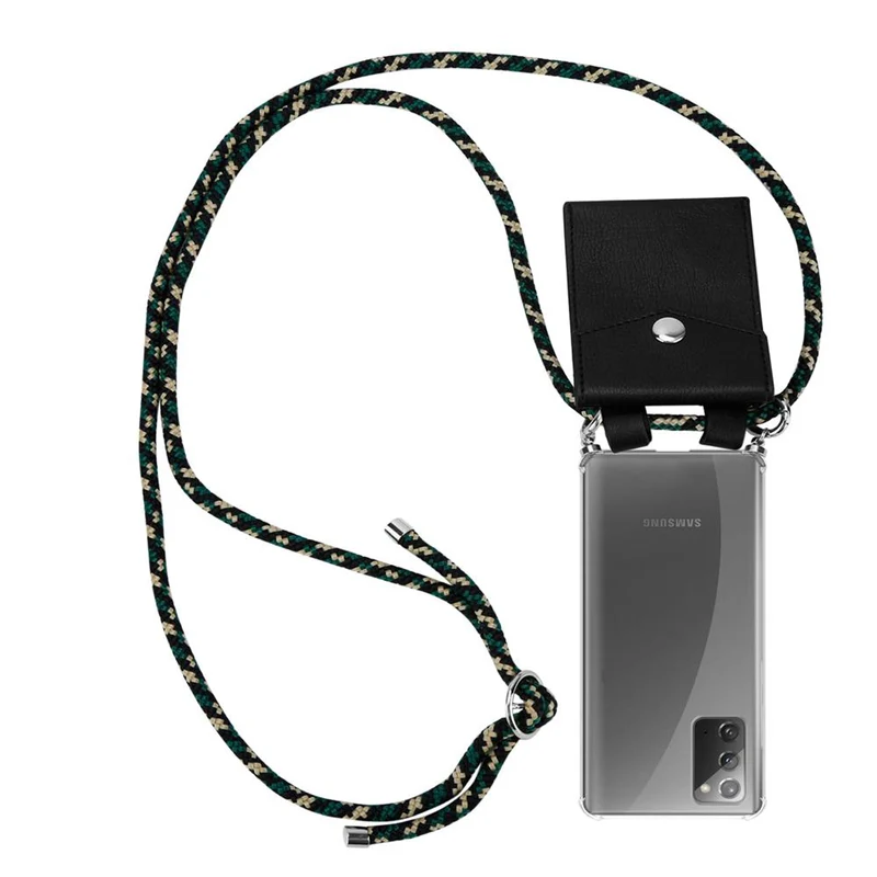 Cadorabo Handy Kette kompatibel mit Samsung Galaxy NOTE 20 Silikon Schutzhülle mit Silbernen Ringen, Kordel Band und abnehmbarem Etui